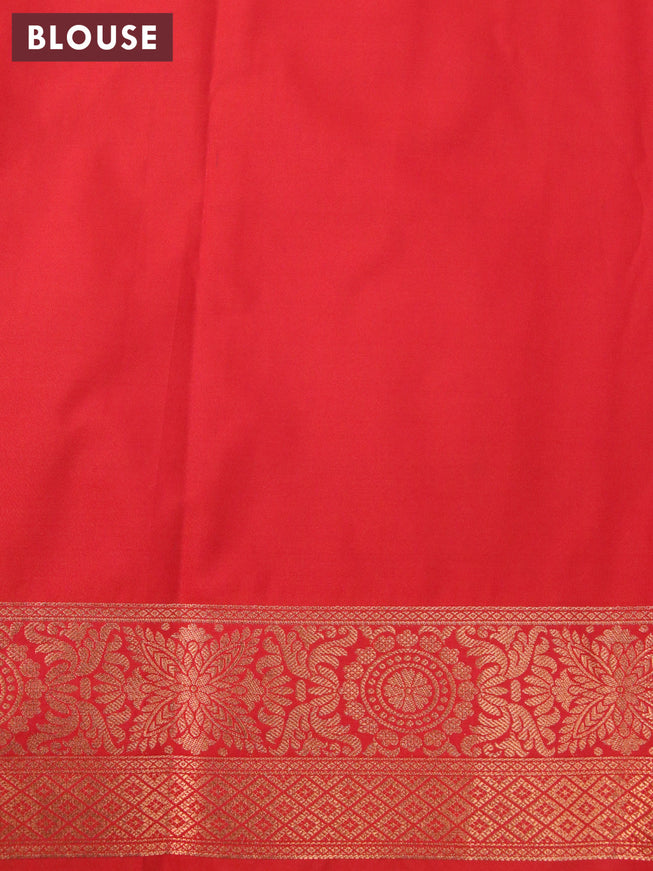 Bangalori silk saree pastel yellow and red with allover kalamkari prints & zari weaves and zari woven border