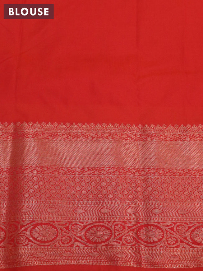 Bangalori silk saree beige and red with allover kalamkari prints & zari woven buttas and long zari woven border