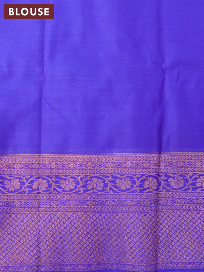 Bangalori silk saree pink and blue with allover kalamkari prints & zari weaves and zari woven border