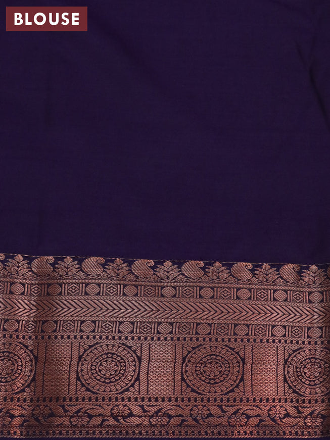 Bangalori silk saree off white and navy blue with allover kalamkari prints & zari woven buttas and zari woven border