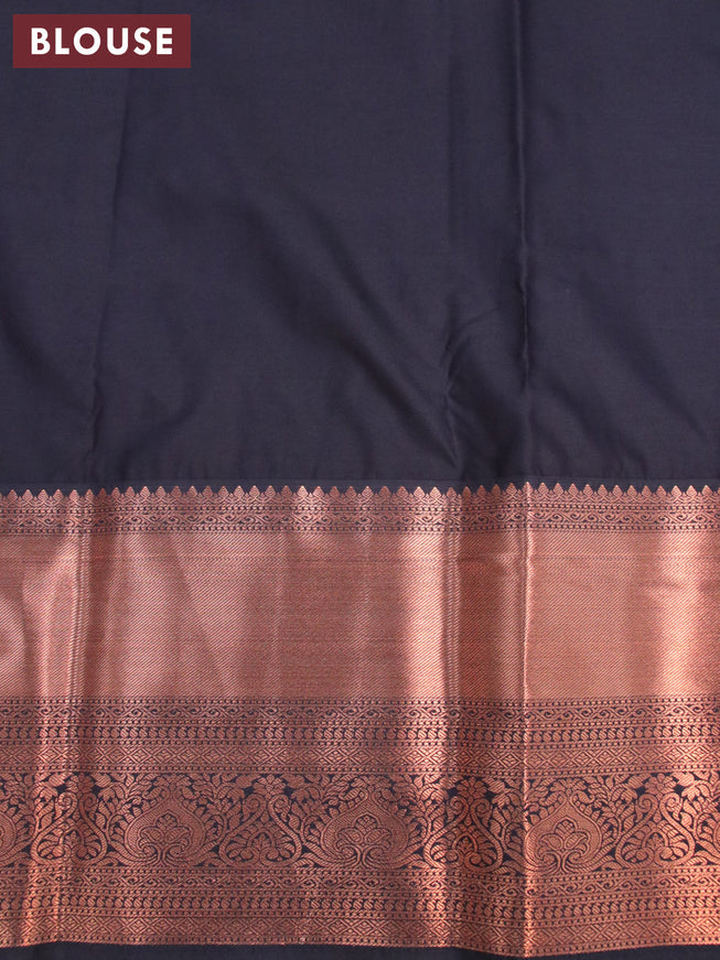 Bangalori silk saree magenta pink and black with allover kalamkari prints & copper zari woven buttas and copper long zari woven border