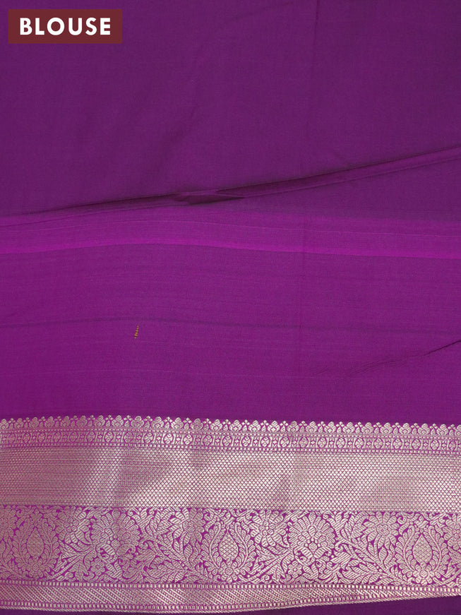 Bangalori silk saree mango yellow and purple with allover kalamkari prints & copper zari woven buttas and zari woven border
