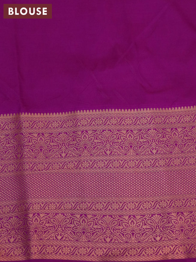 Bangalori silk saree grey shade and purple with allover kalamkari prints & zari weaves and long zari woven border