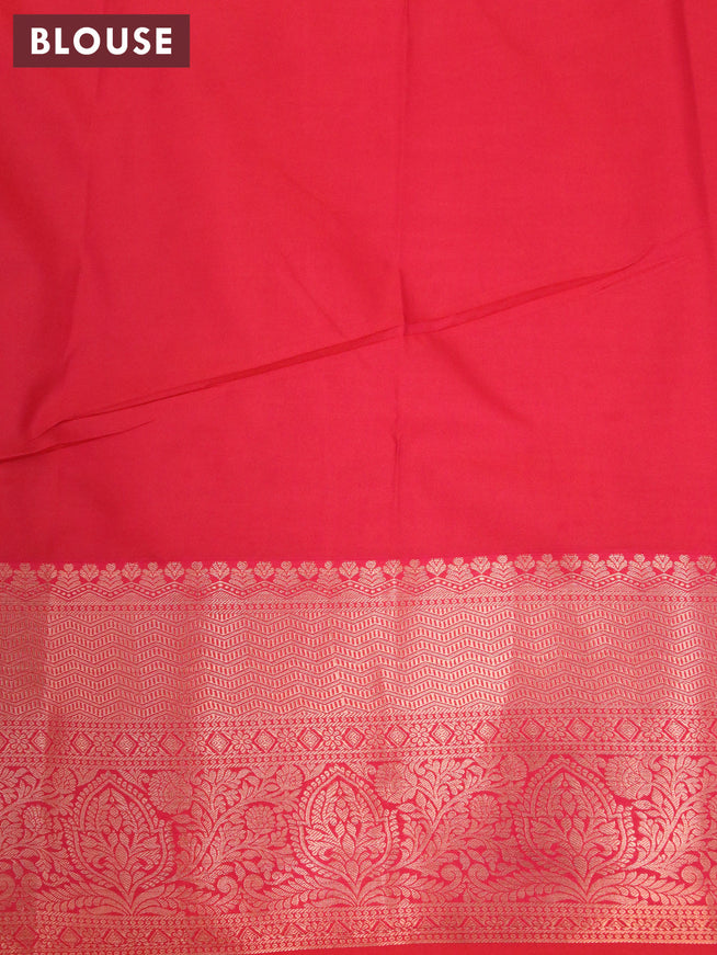 Bangalori silk saree dual shade of mustard yellow and red with allover kalamkari prints & copper zari woven buttas and long copper zari woven border