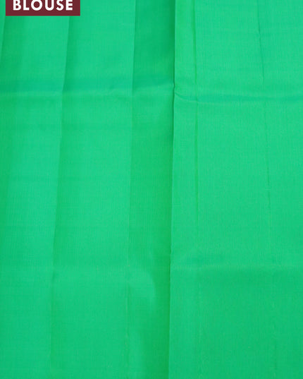 Roopam silk saree pink and green with copper zari woven buttas in borderless style