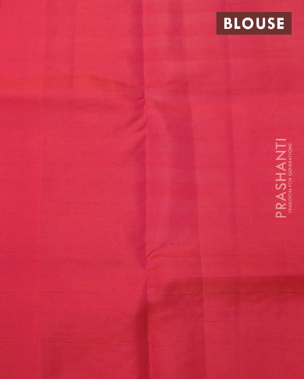 Roopam silk saree lime green and dual shade of pinkish orange with copper zari woven floral buttas in borderless style