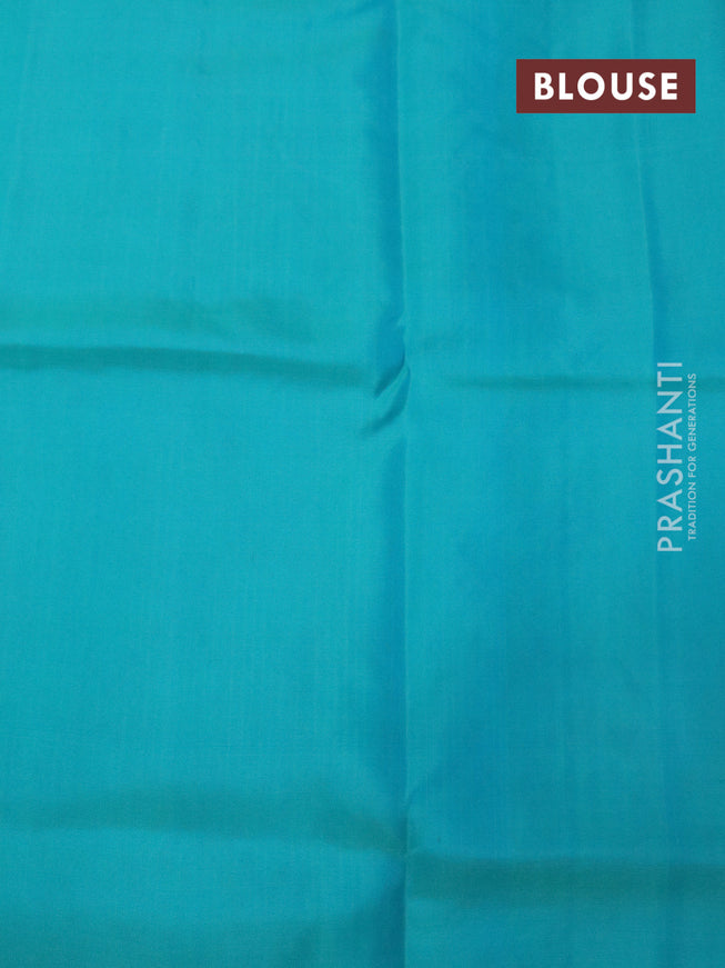 Roopam silk saree grey and dual shade of teal greenish blue with copper zari woven paisley buttas in borderless style