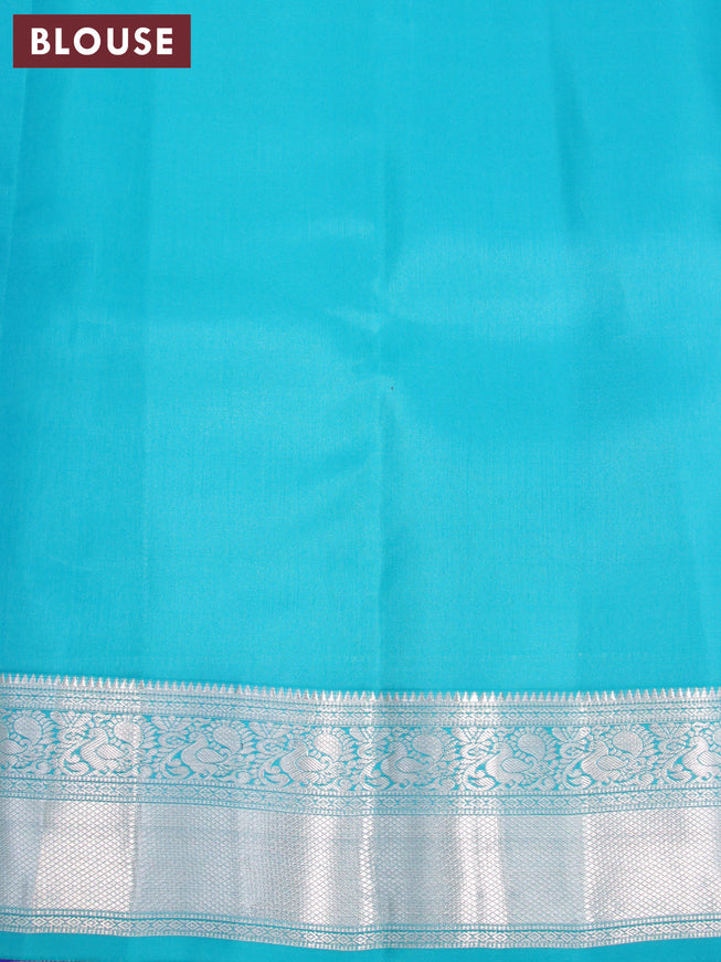 Roopam silk saree royal blue and teal blue with silver zari woven buttas and rich silver zari woven border