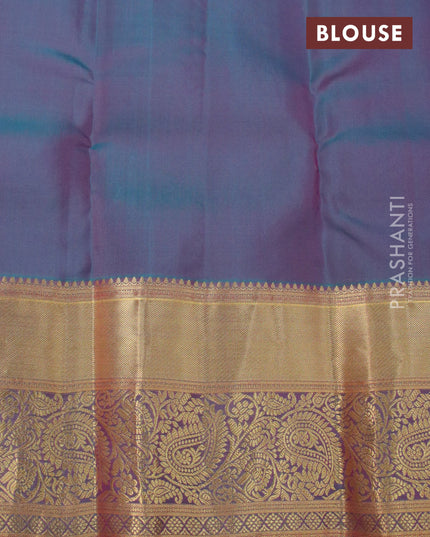 Roopam silk saree dark magenta and dual shade of blue with zari woven buttas and rich zari woven paisley border