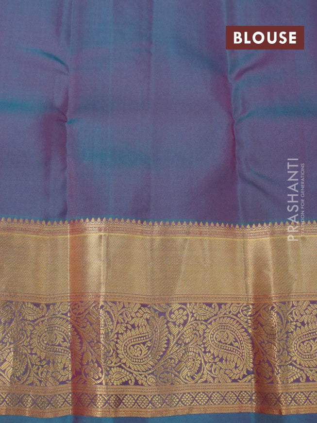 Roopam silk saree dark magenta and dual shade of blue with zari woven buttas and rich zari woven paisley border