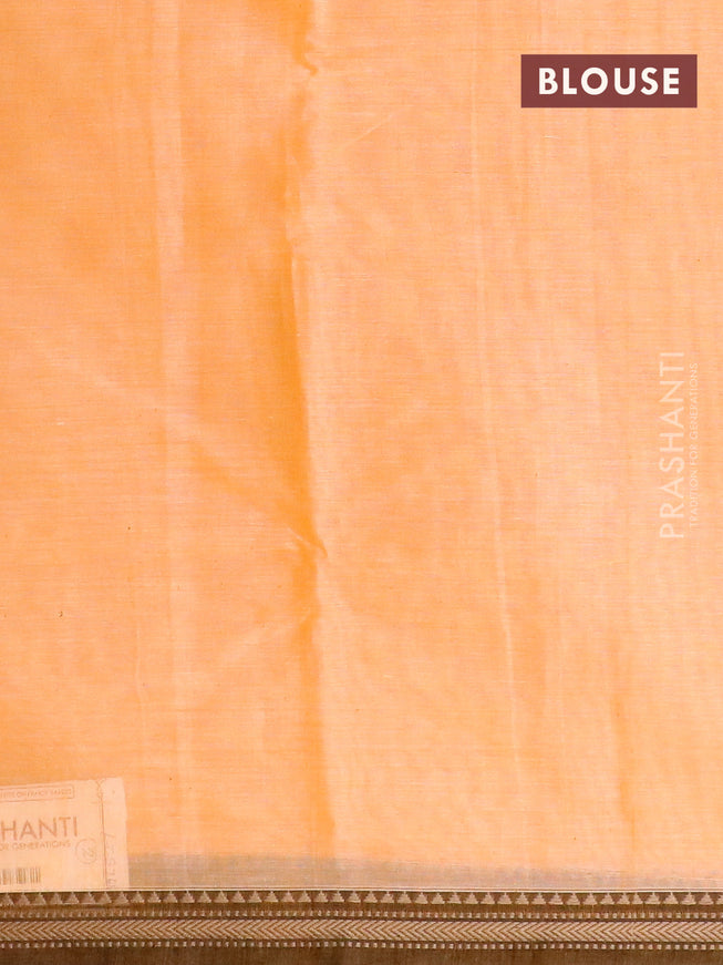 Narayanpet cotton saree pale orange with plain body and thread woven border