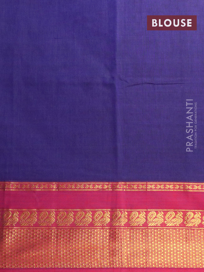 Narayanpet cotton saree dark blue and dual shade of maroon with plain body and zari woven border