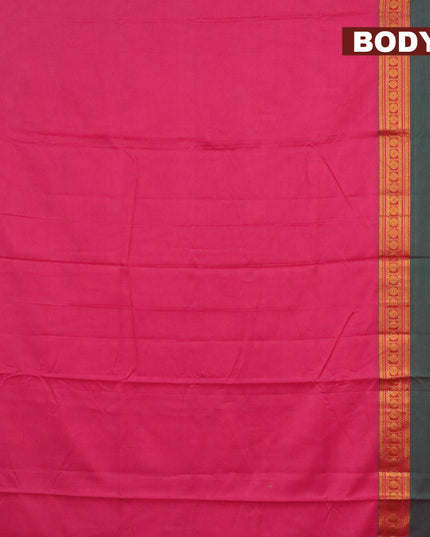Narayanpet cotton saree pink and green shade with plain body and rettapet rudhraksha zari woven border