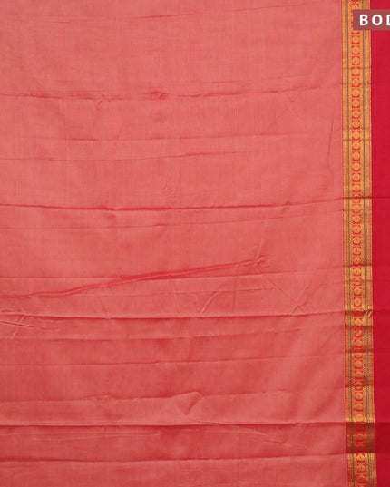 Narayanpet cotton saree red shade and red with plain body and rettapet rudhraksha zari woven border