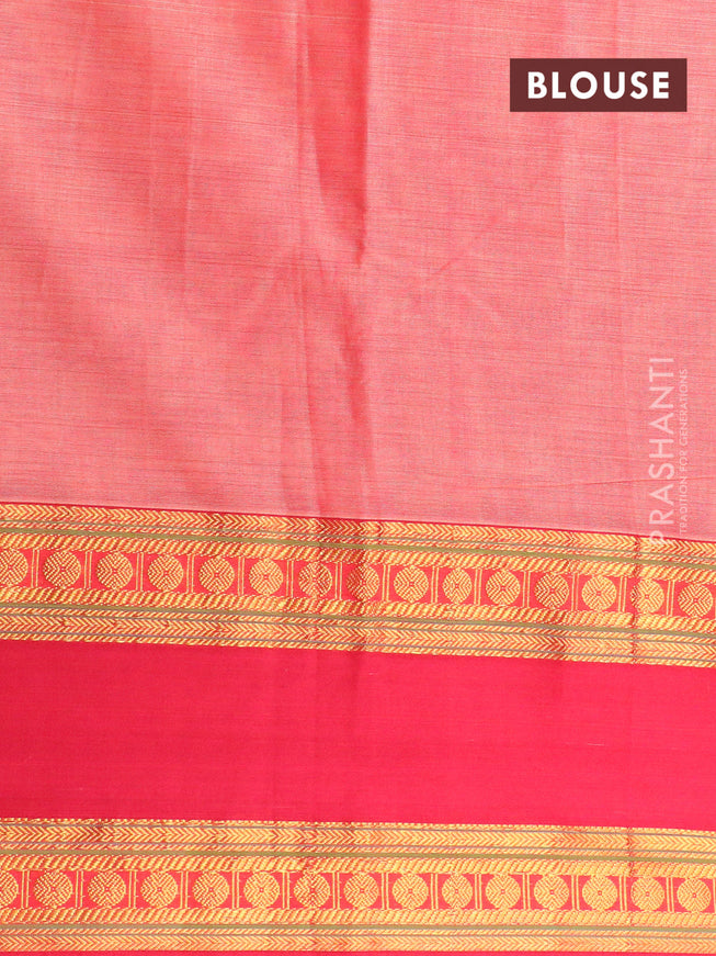 Narayanpet cotton saree red shade and red with plain body and rettapet rudhraksha zari woven border