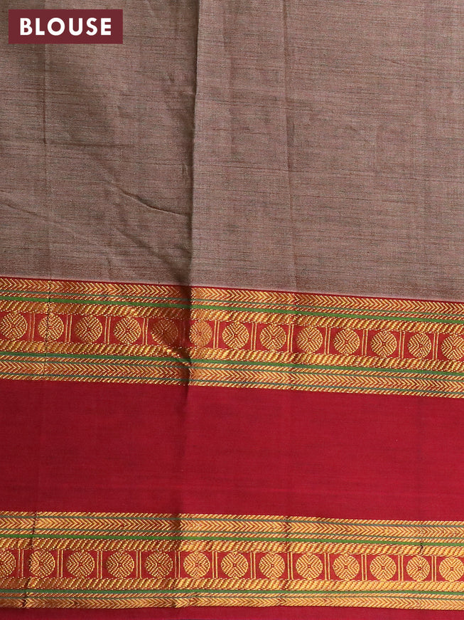 Narayanpet cotton saree grey shade and maroon with plain body and rettapet rudhraksha zari woven border
