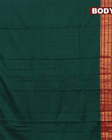 Narayanpet cotton saree green and maroon with plain body and rettapet zari woven border