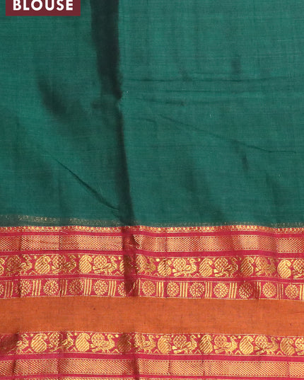 Narayanpet cotton saree green and maroon with plain body and rettapet zari woven border