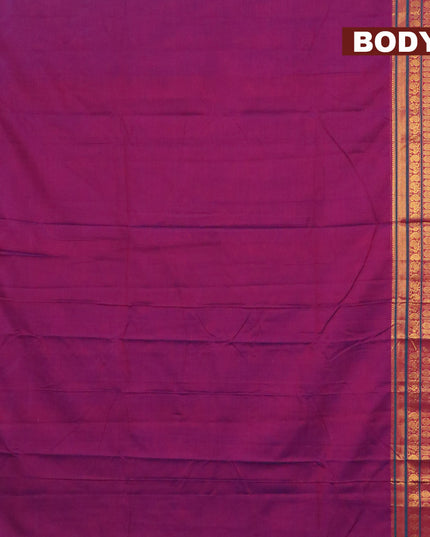 Narayanpet cotton saree purple and dual shade of green with plain body and rettapet zari woven border