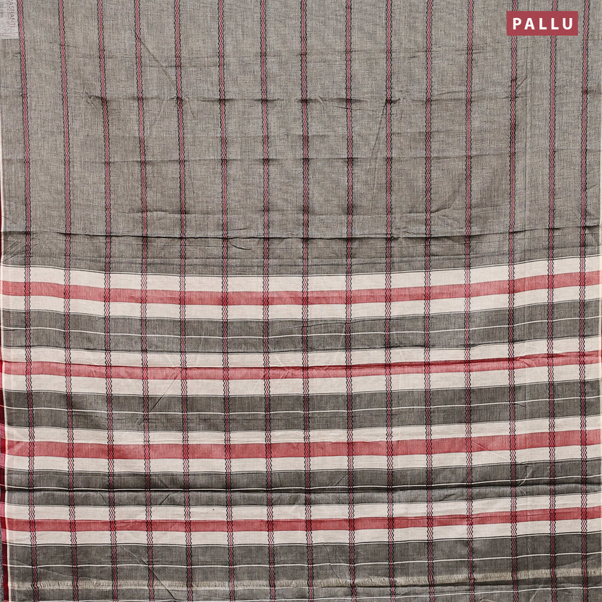 Narayanpet cotton saree grey and maroon with allover thread weaves and piping border