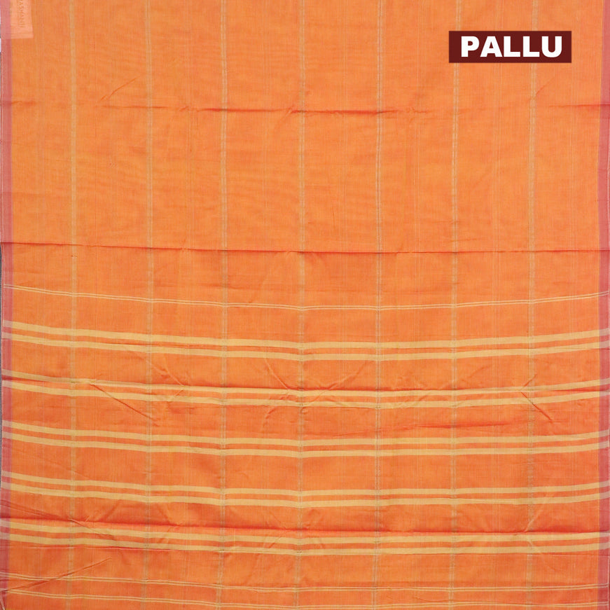 Narayanpet cotton saree dual shade of mustard yellow with allover thread weaves and piping border