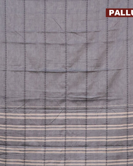 Narayanpet cotton saree grey and black with allover thread weaves and piping border