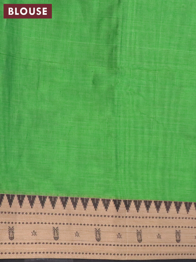 Narayanpet cotton saree green and black with plain body and thread woven border