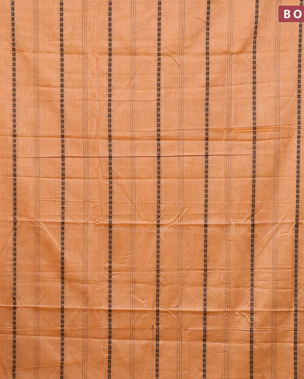 Narayanpet cotton saree pale orange with allover thread weaves and piping border