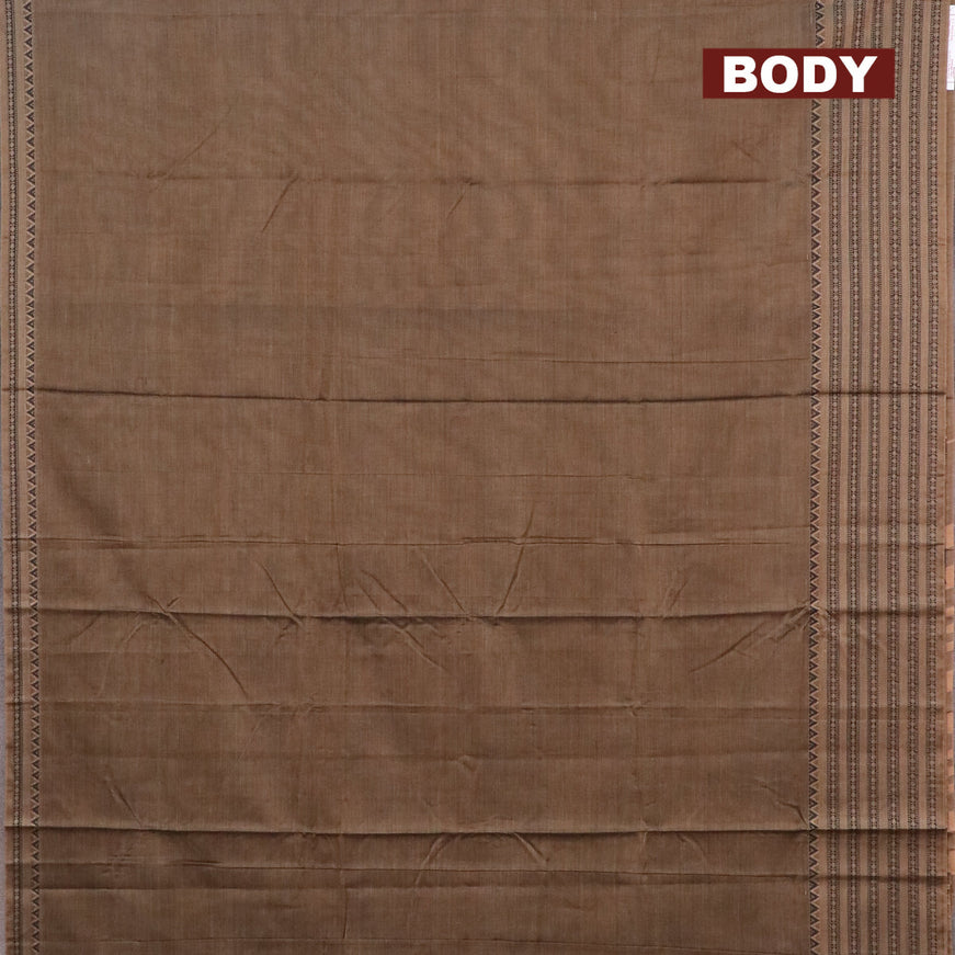 Narayanpet cotton saree grey with plain body and thread woven border