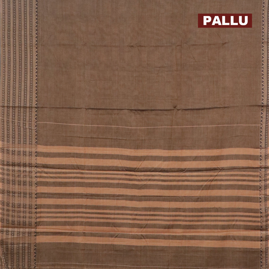 Narayanpet cotton saree grey with plain body and thread woven border