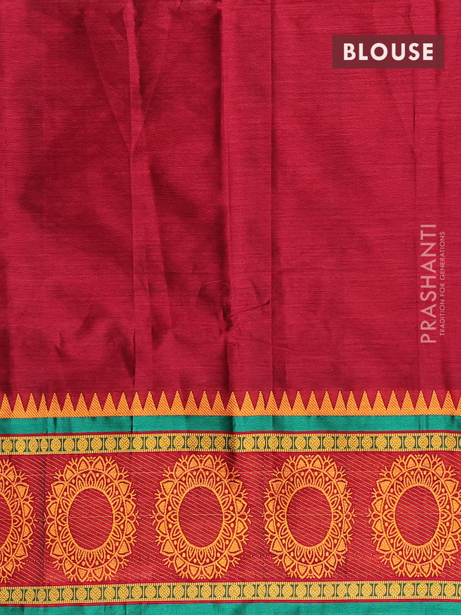 Narayanpet cotton saree maroon and green with plain body and thread woven butta border