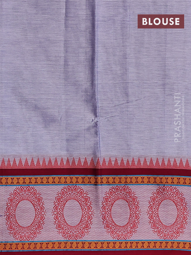 Narayanpet cotton saree bluish grey and maroon with plain body and thread woven butta border