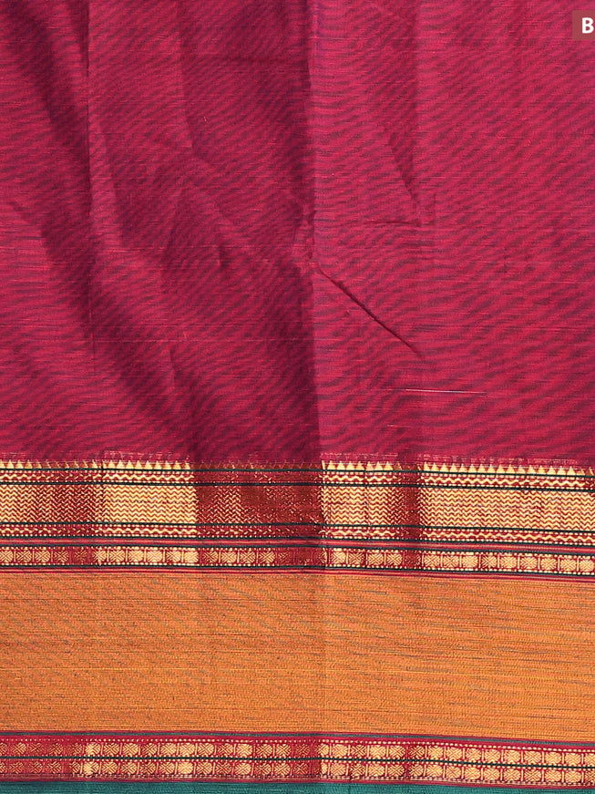 Narayanpet cotton saree magenta pink and mustard shade with plain body and rettapet zari woven border