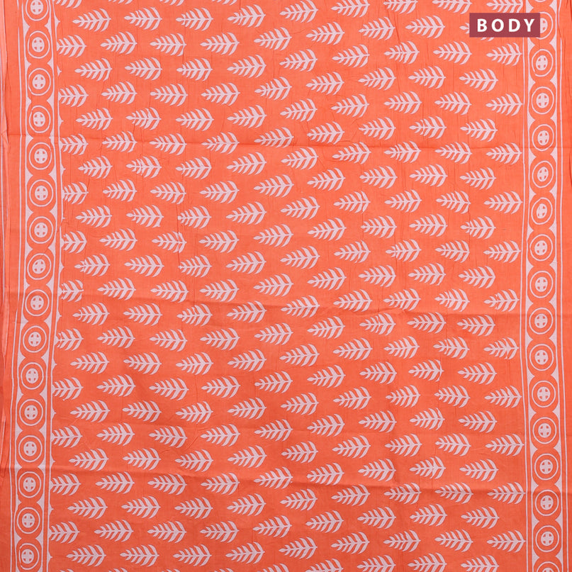 Jaipur cotton saree pale orange with butta prints and printed border