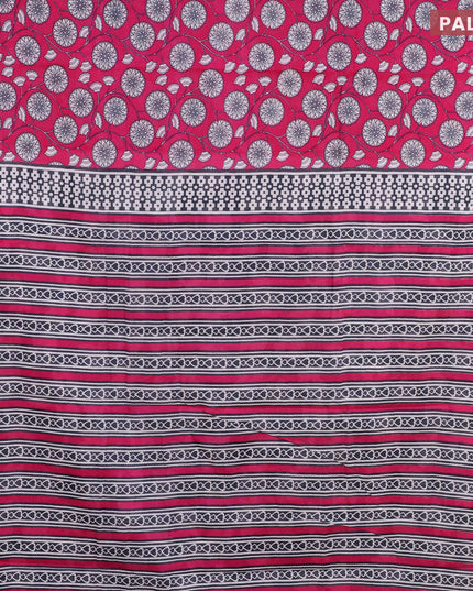 Jaipur cotton saree pink and elephant grey with allover floral prints and printed border