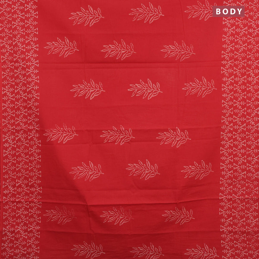Jaipur cotton saree red shade with butta prints and printed border