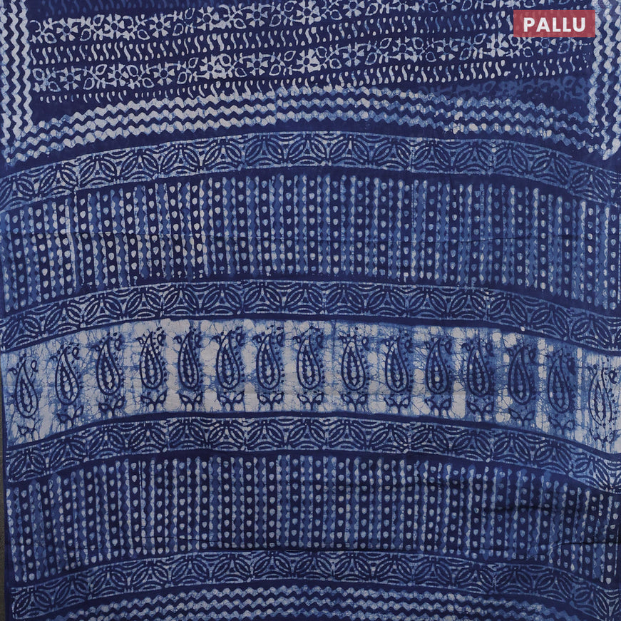 Jaipur cotton saree blue with allover prints and printed border