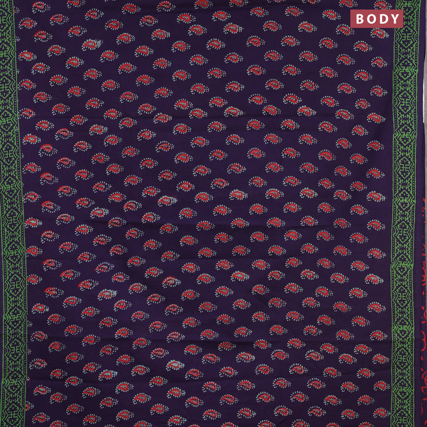 Jaipur cotton saree deep violet with allover butta prints and printed border