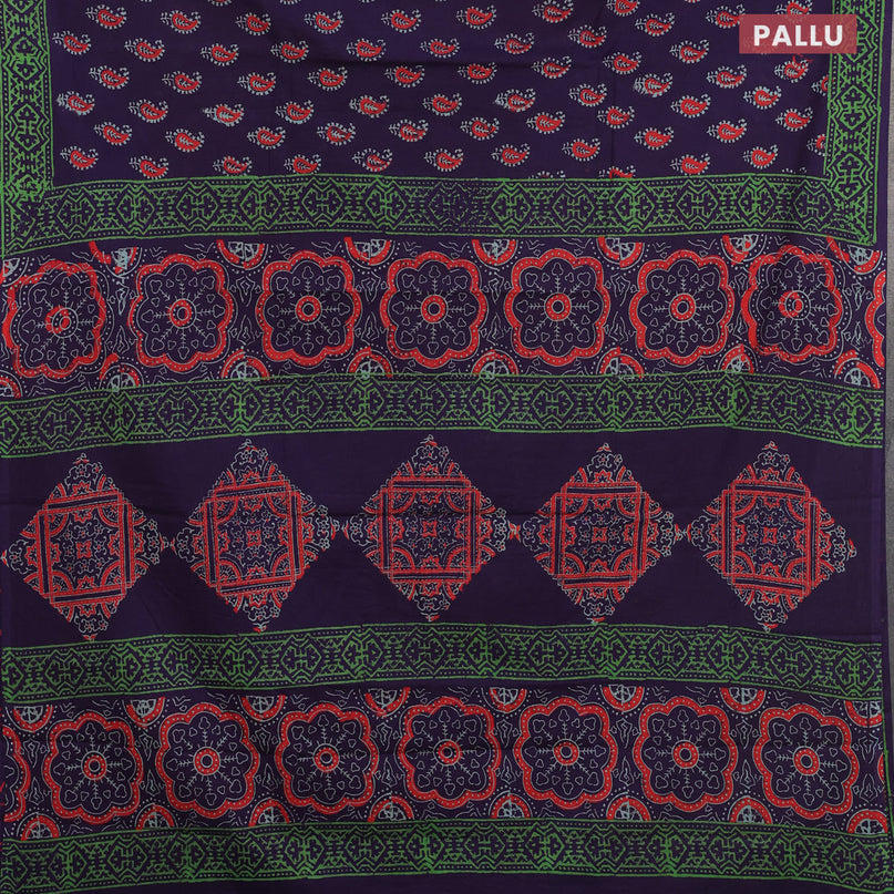 Jaipur cotton saree deep violet with allover butta prints and printed border
