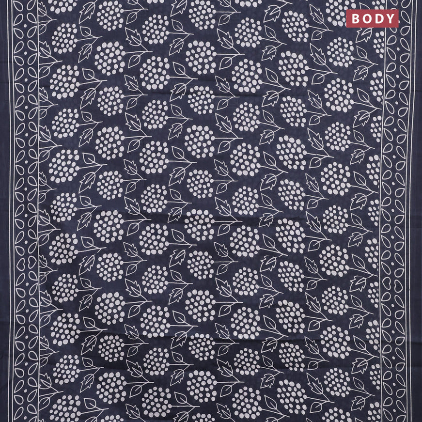 Jaipur cotton saree elephant grey with allover prints and simple border
