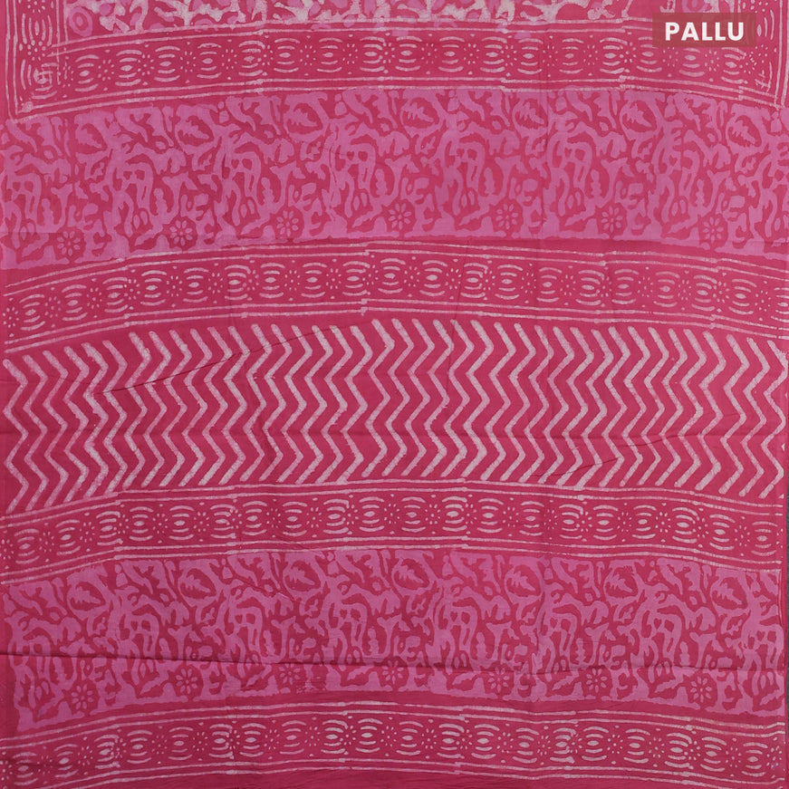 Jaipur cotton saree pink with allover prints and printed border