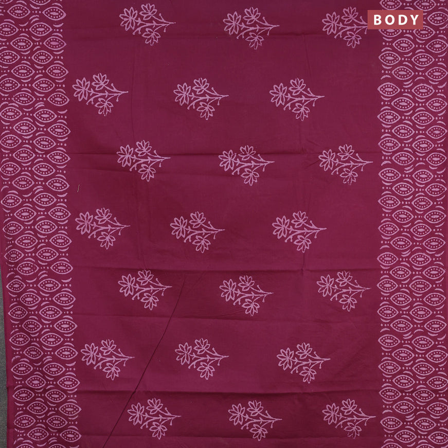 Jaipur cotton saree wine shade with butta prints and printed border