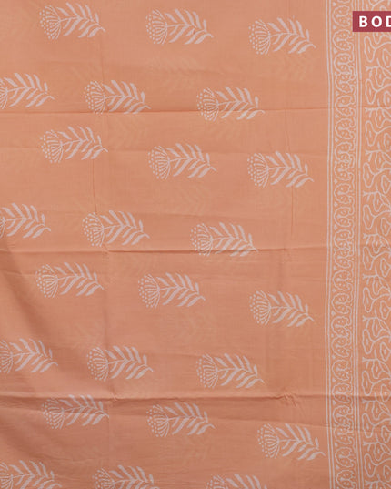 Jaipur cotton saree peach shade with butta prints and printed border