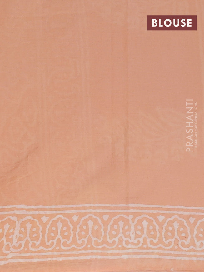 Jaipur cotton saree peach shade with butta prints and printed border