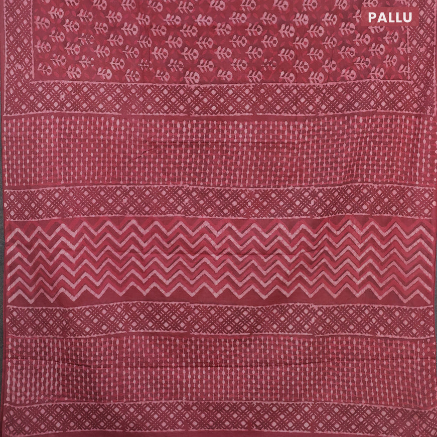 Jaipur cotton saree maroon shade with allover floral butta prints and printed border