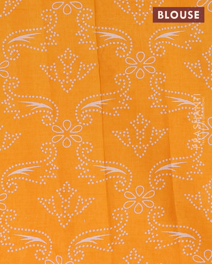 Jaipur cotton saree orange with allover prints and printed border