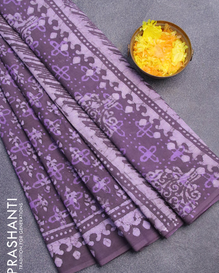 Jaipur cotton saree deep jamun shade with allover butta prints in borderless style