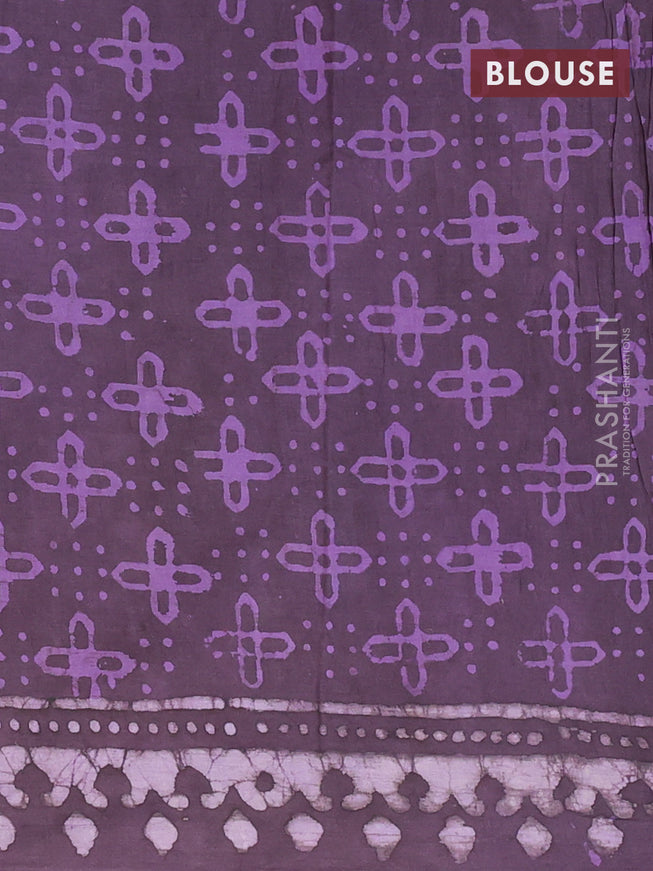 Jaipur cotton saree deep jamun shade with allover butta prints in borderless style