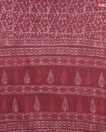 Jaipur cotton saree pastel maroon shade with allover prints and printed border