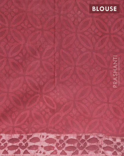 Jaipur cotton saree pastel maroon shade with allover prints and printed border
